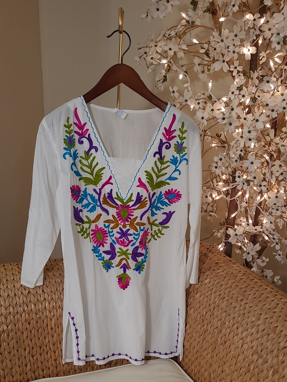 Embroidered White Swimsuit Cover-up
